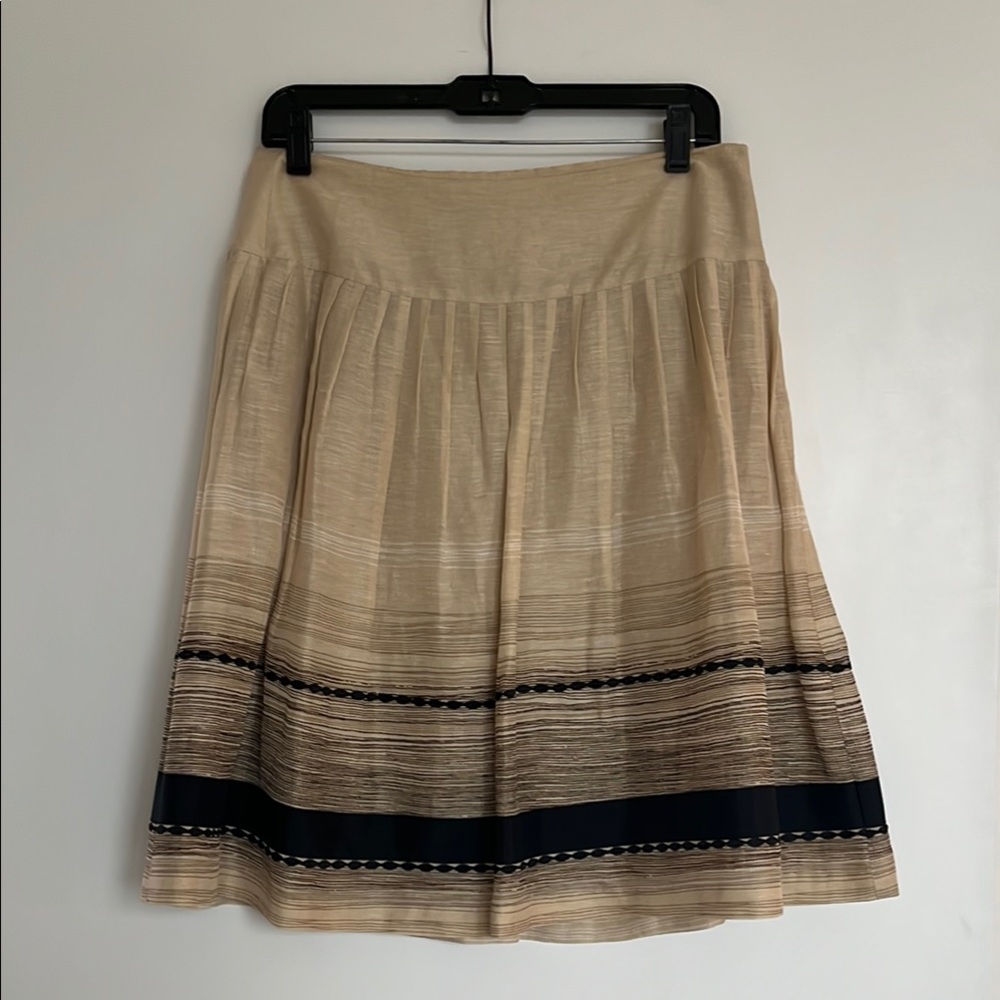 Elegant Beige and Black Women's Silk Skirt
